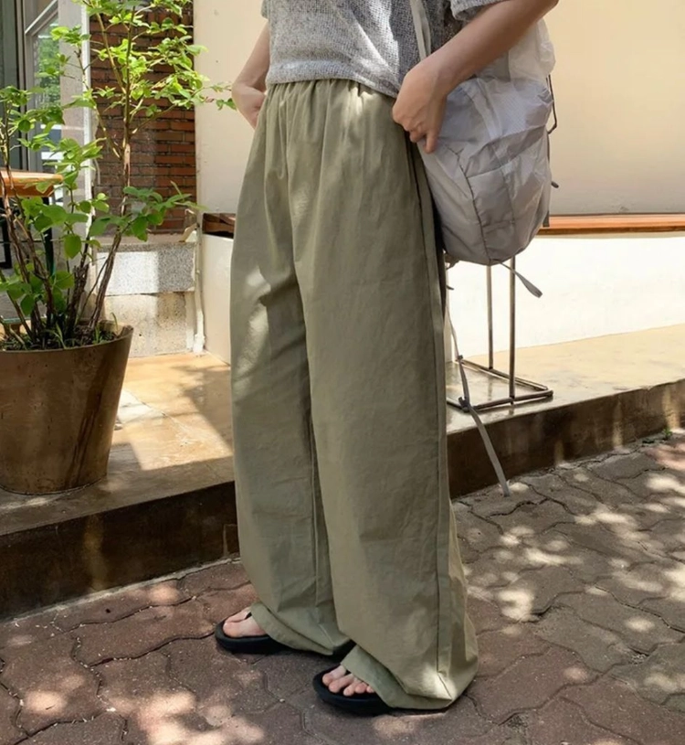 (새상품) 밴딩 린넨 와이드 팬츠 이미지