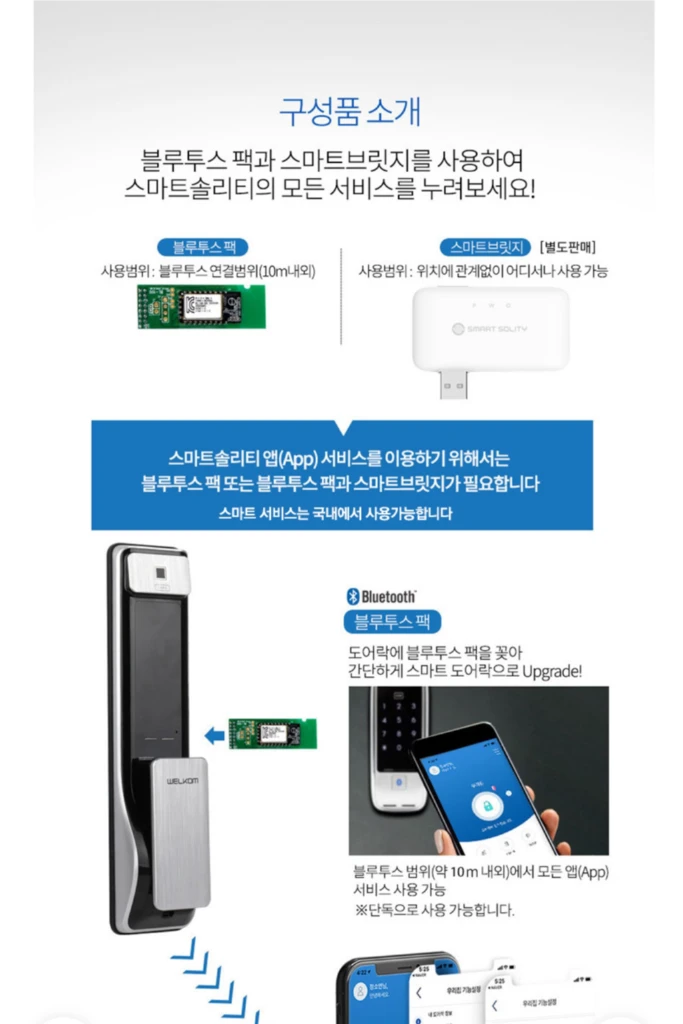 원격으로 문을 열고 닫을 수 있는 스마트 솔리티 블루투스팩 + 스마트브릿지 이미지