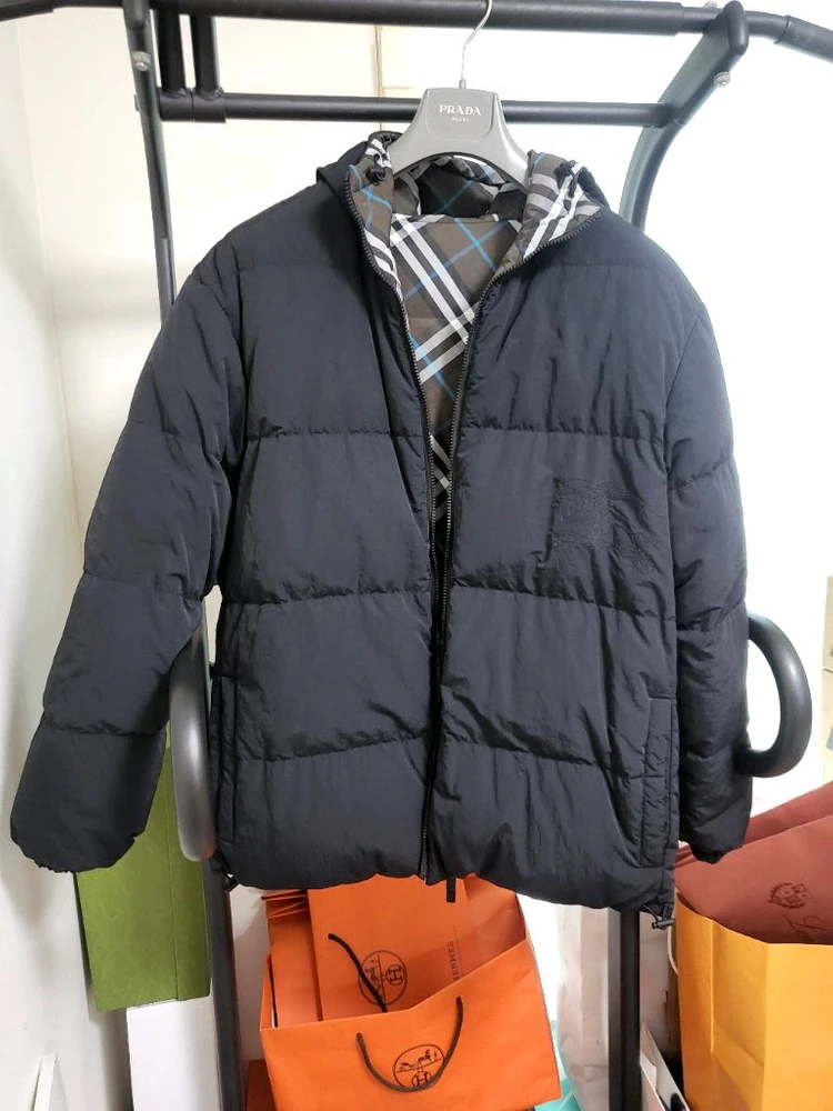 24FW 버버리 ekd 체크 리버시블 후드패딩 m 이미지