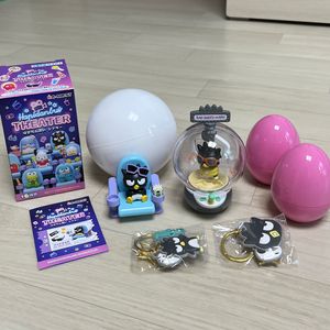 (4종 일괄세트)산리오 정품 배드바츠마루 피규어 가챠 리멘트식완 지비츠 키링 크록스 이미지