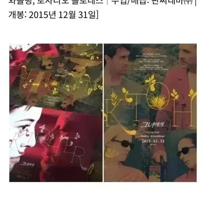 그녀에게 씨네큐 A3 포스터 페드로알모도바르 감독영화 페인앤글로리 이미지