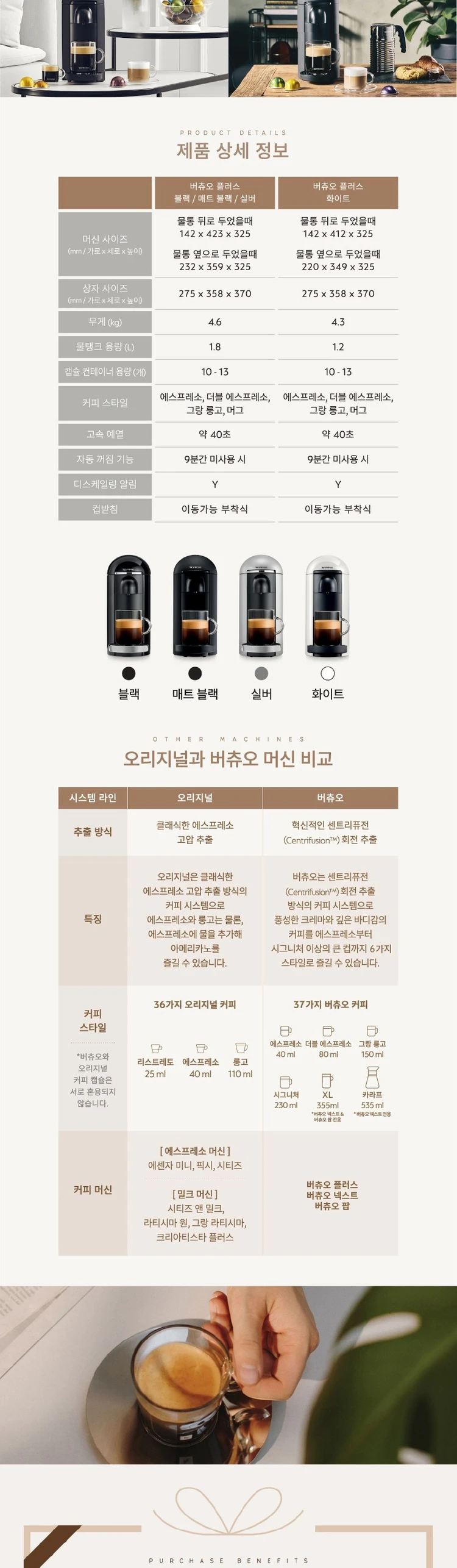 네스프레소 버츄오 플러스 블랙 캡슐 커피머신 판매 이미지