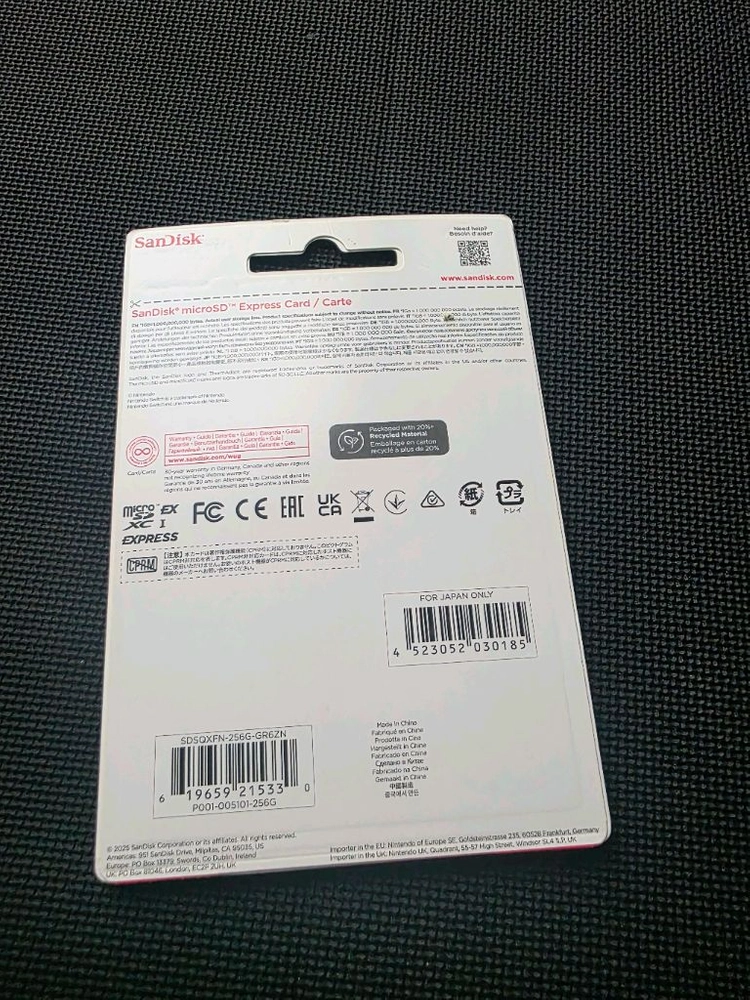 닌텐도 스위치2 샌디스크 256gb sd카드 미개봉 이미지