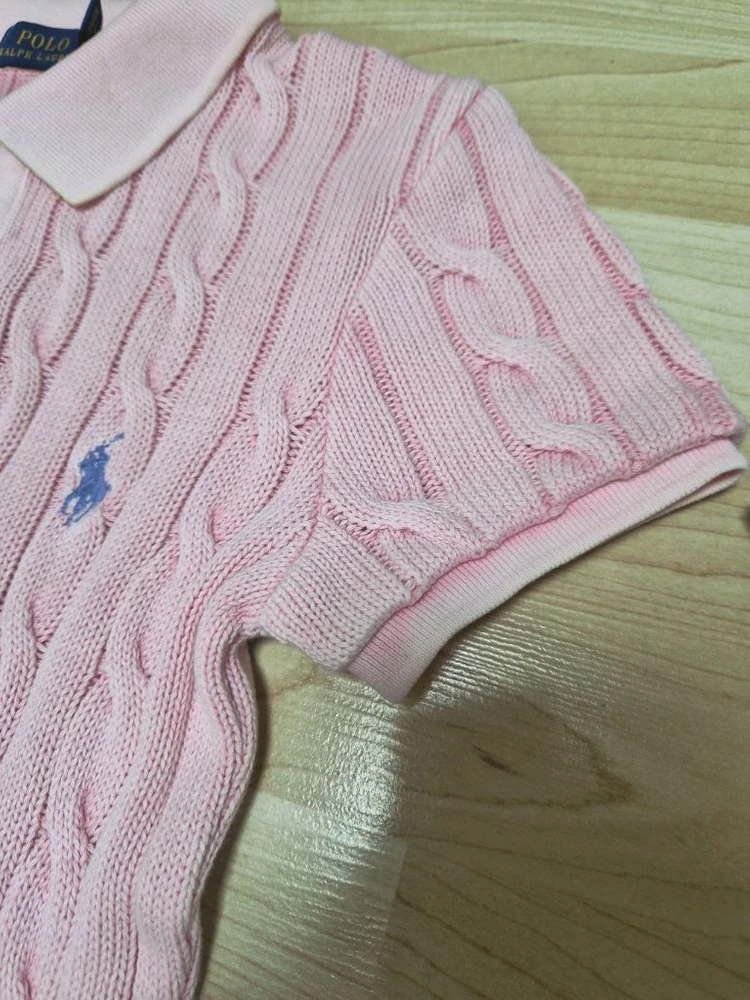 (장원영,윈터착용)폴로 랄프로렌 케이블 꽈배기 카라 반팔니트 롱원피스 드레스 이미지