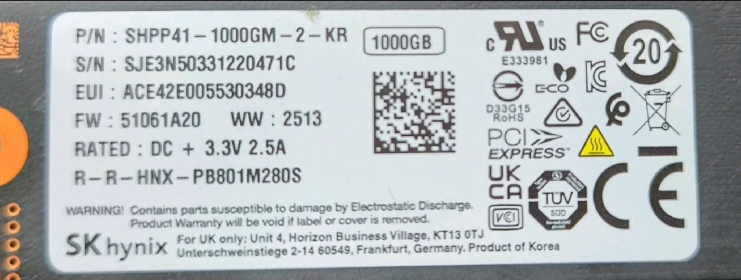 SK하이닉스 SSD NVME P41 1TB 판매. 이미지