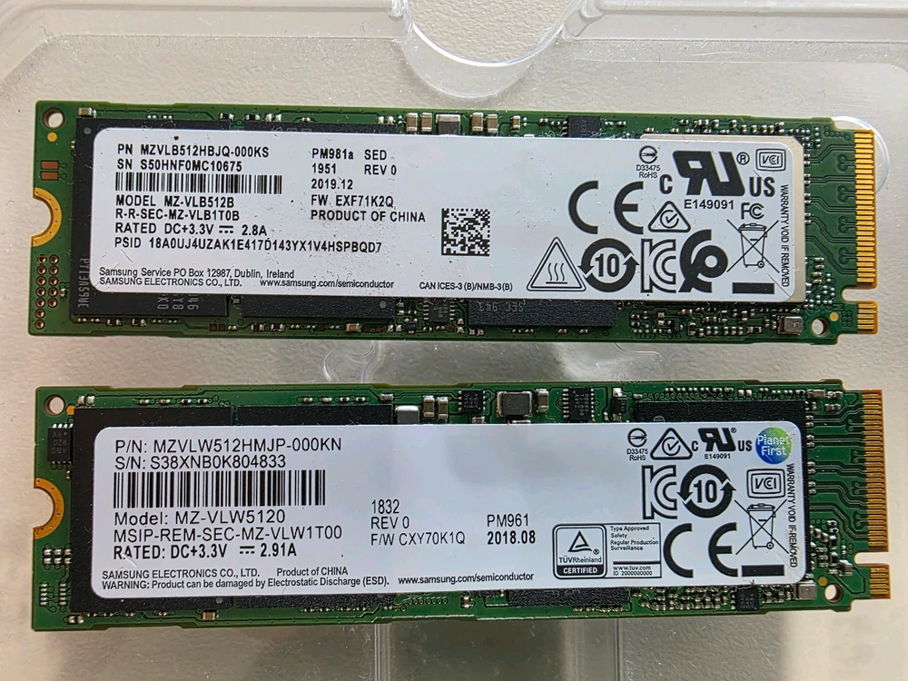 SSD 삼성 pm981a 키오시아 512GB 외/방열판 /24년 문서/거의새것 이미지