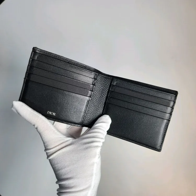디올 새들 지갑 블랙 레더 오블리크 자카드 이미지