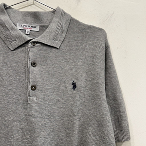 US POLO ASSN 와플코튼 니트 반팔 카라티 이미지