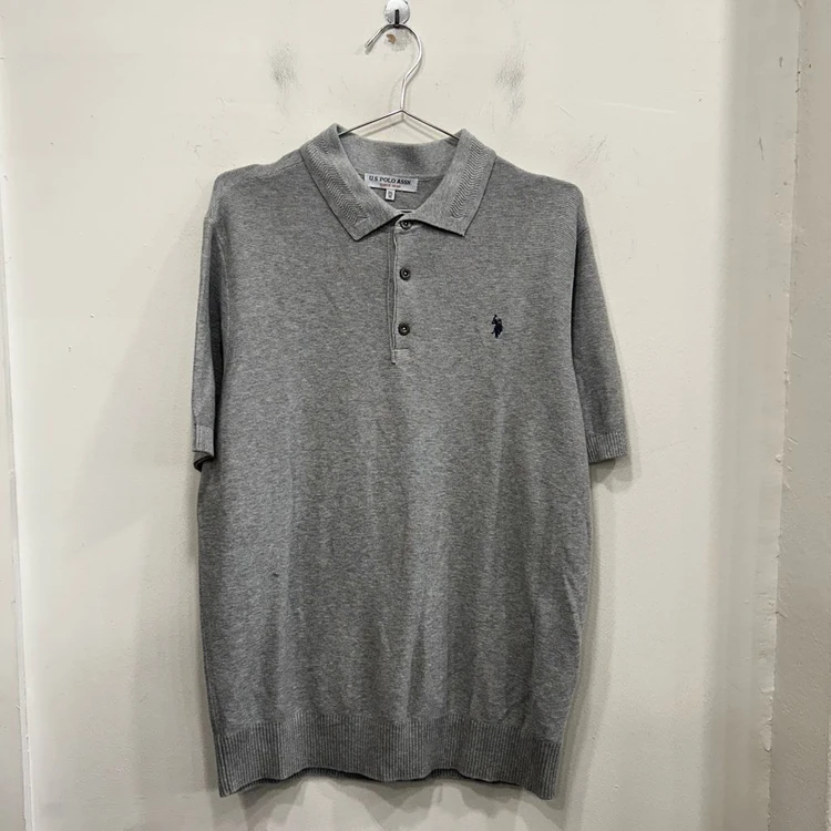 US POLO ASSN 와플코튼 니트 반팔 카라티 이미지