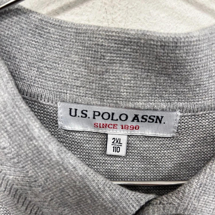 US POLO ASSN 와플코튼 니트 반팔 카라티 이미지