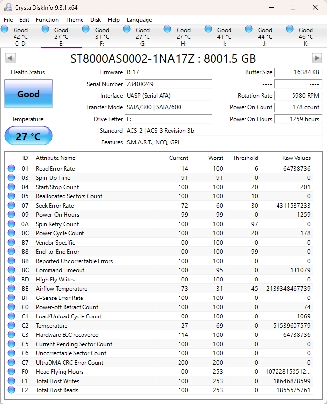 씨게이트 seagate 웨스턴 디지털 WD 3.5인치 외장하드 8테라 8TB 중고 총10개 판매합니다 (각개 가능) 이미지