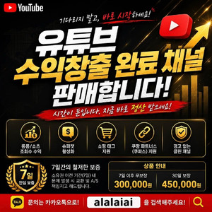 유튜브 채널 판매합니다.(2차 수익창출 / 해외 채널) 이미지