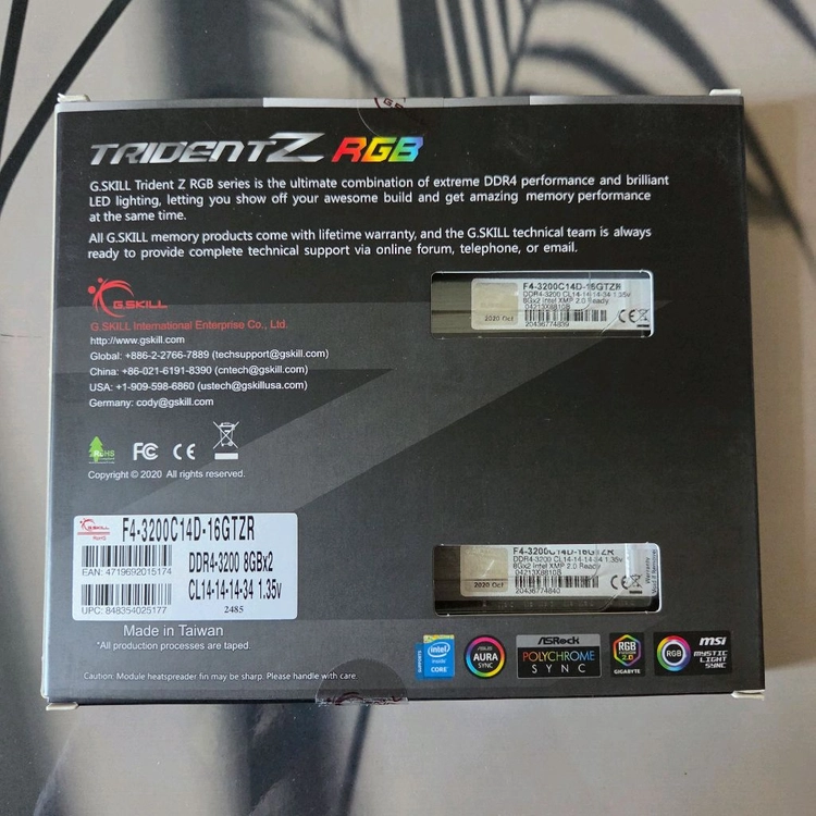 지스킬 ddr4 3200 cl14 8+8 이미지