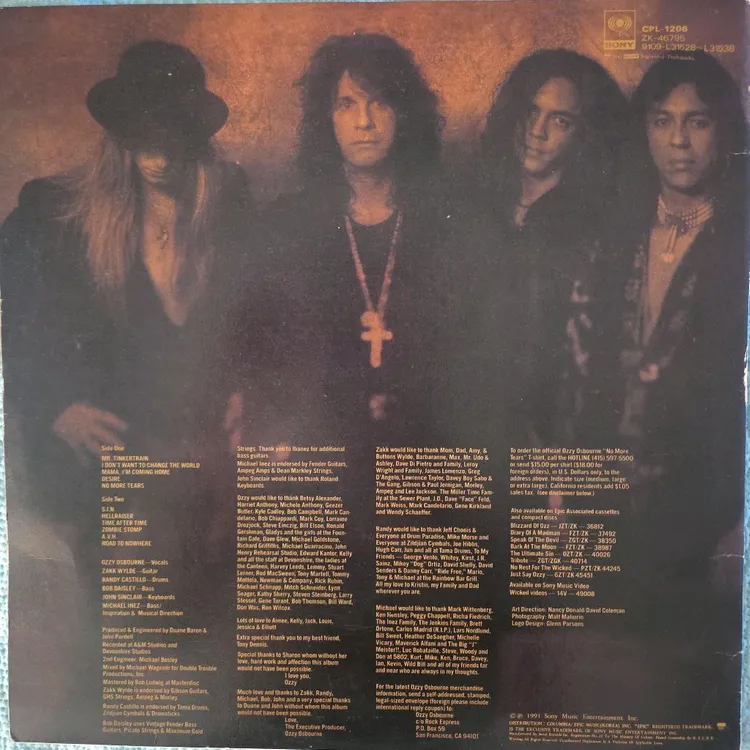 OZZY OSBOURNE - NO MORE TEARS LP 이미지