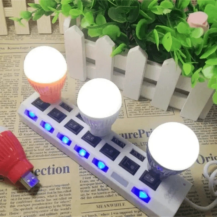 새 2개 연두색 차량용 USB 램프 미니 전구 휴대용 LED 조명 노트북 독서 이미지