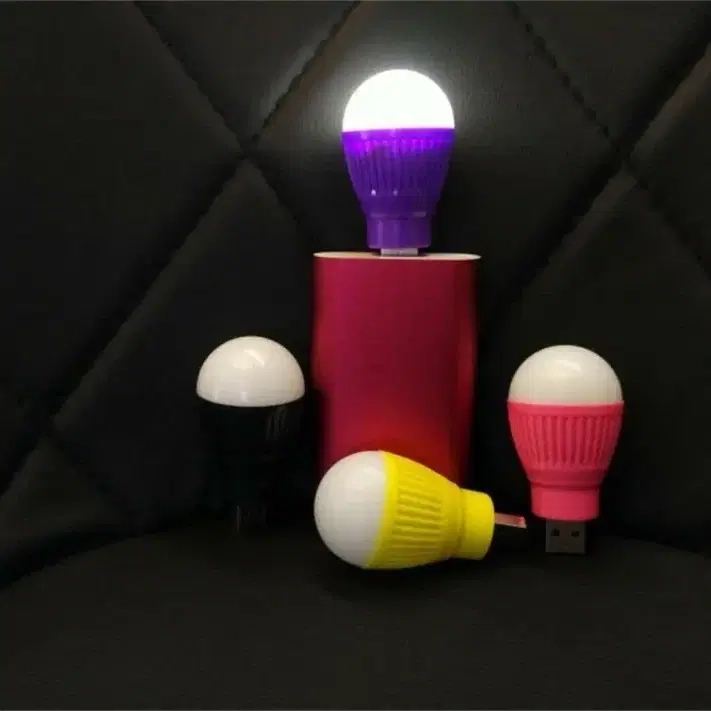 새 2개 연두색 차량용 USB 램프 미니 전구 휴대용 LED 조명 노트북 독서 이미지