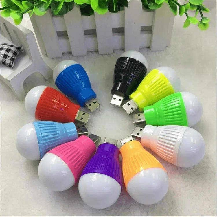 새 2개 연두색 차량용 USB 램프 미니 전구 휴대용 LED 조명 노트북 독서 이미지