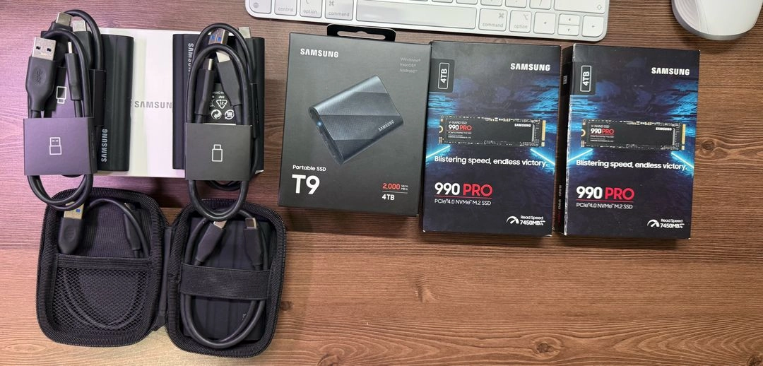 삼성 T7 쉴드 4TB(3개) / T9 4TB(1개) / 990 Pro 4TB(2개) 이미지