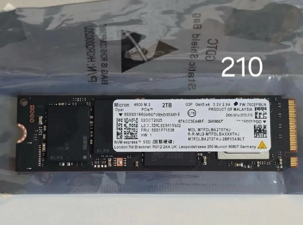 마이크론 2TB NVMe gen5 SSD 미사용 이미지