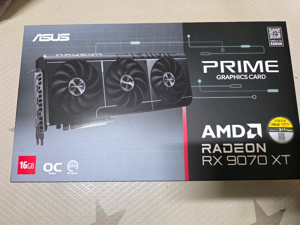 ASUS PRIME 라데온 RX 9070 XT OC D6 16GB 대원씨티에스 이미지