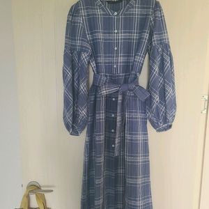 zara 자라 여성 블루체크 허리벨트 스트랩 롱원피스 M / 폴로 랄프로렌 바버 헤지스 타미힐피거 띠어리 프라다 이미지