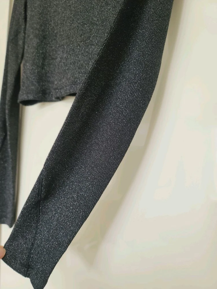 룰루레몬 (size 2) 여성 메탈릭 크롭 니트 롱슬리브 긴팔 티셔츠 / 골프 요가 필라테스 알로 Lululemon 이미지
