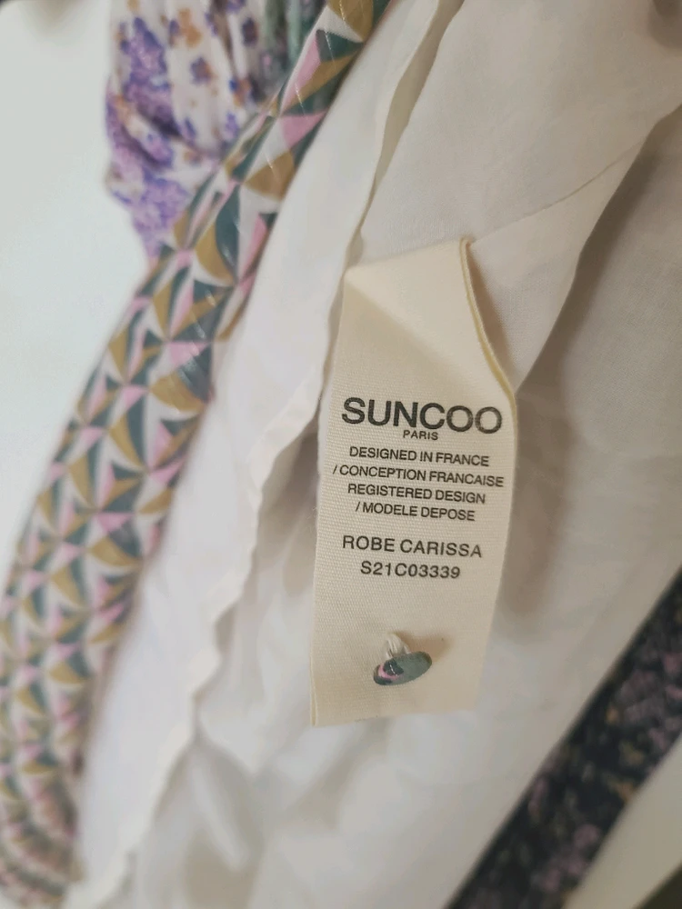 새상품) 프랑스 브랜드 SUNCOO paris 프릴 패턴 플리츠 롱원피스 / 비이커 한섬 써스데이아일랜드 쟈딕 마랑 이미지
