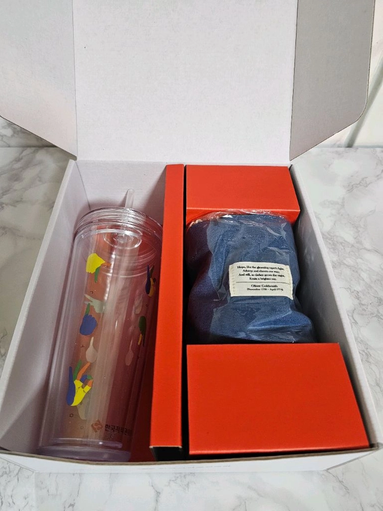 새상품- 한국저작권위원회 굿즈/ 투명 빨대 텀블러+에코백 이미지