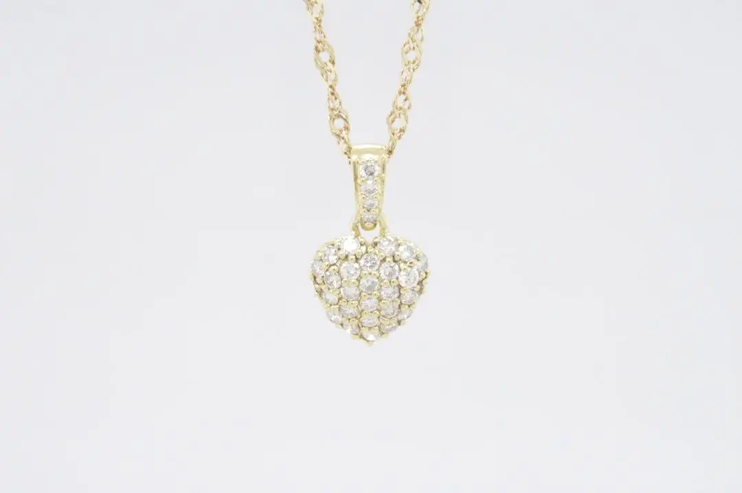 천연 다이아몬드 하트 풀파베 펜던트 목걸이 18k 금목걸이 이미지