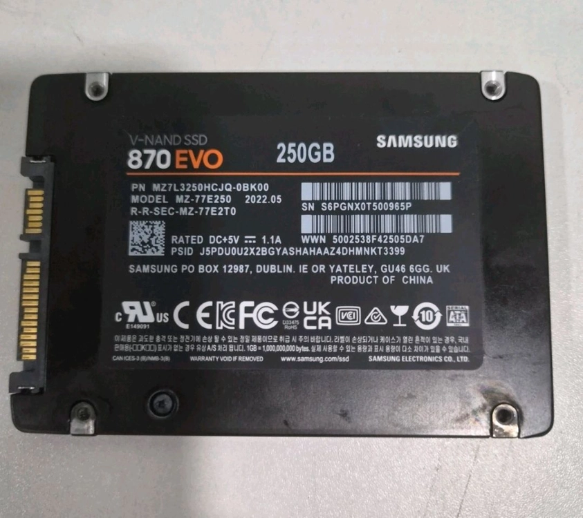 삼성 870 EVO 250GB SATA SSD (건강도 99% / 디램 탑재) 이미지