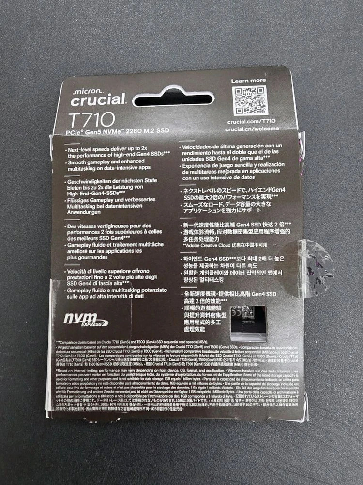 [풀박스/100%] 마이크론 Crucial T710 PCIe Gen5 NVMe M.2 SSD 4TB 이미지