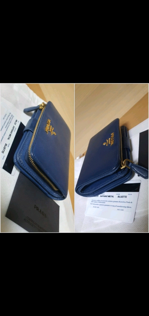 프라다 사피아노 반지갑 블루 정품S급(보증서O)구찌프라다루이비통디올고야드샤넬셀린느보테가생로랑발렌시아가버버리가방 이미지
