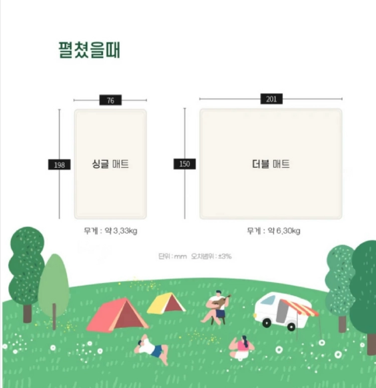 전주) 싱글 캠핑 자충매트 새상품 이미지