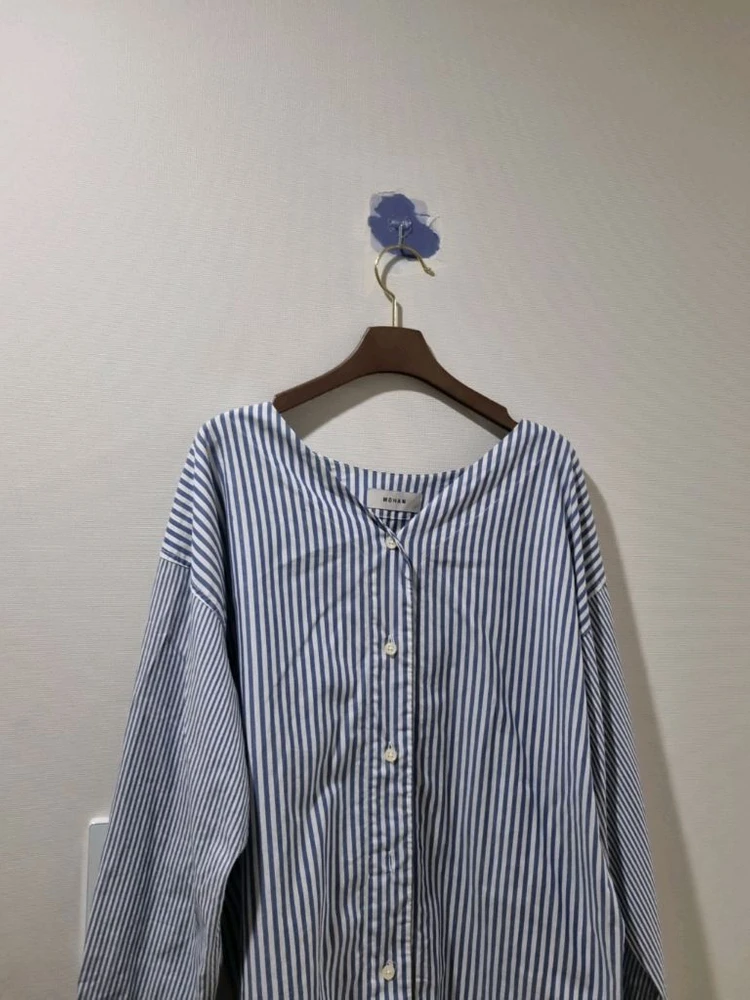 MOHAN 블루 스트라이프오버 셔츠 F 이미지