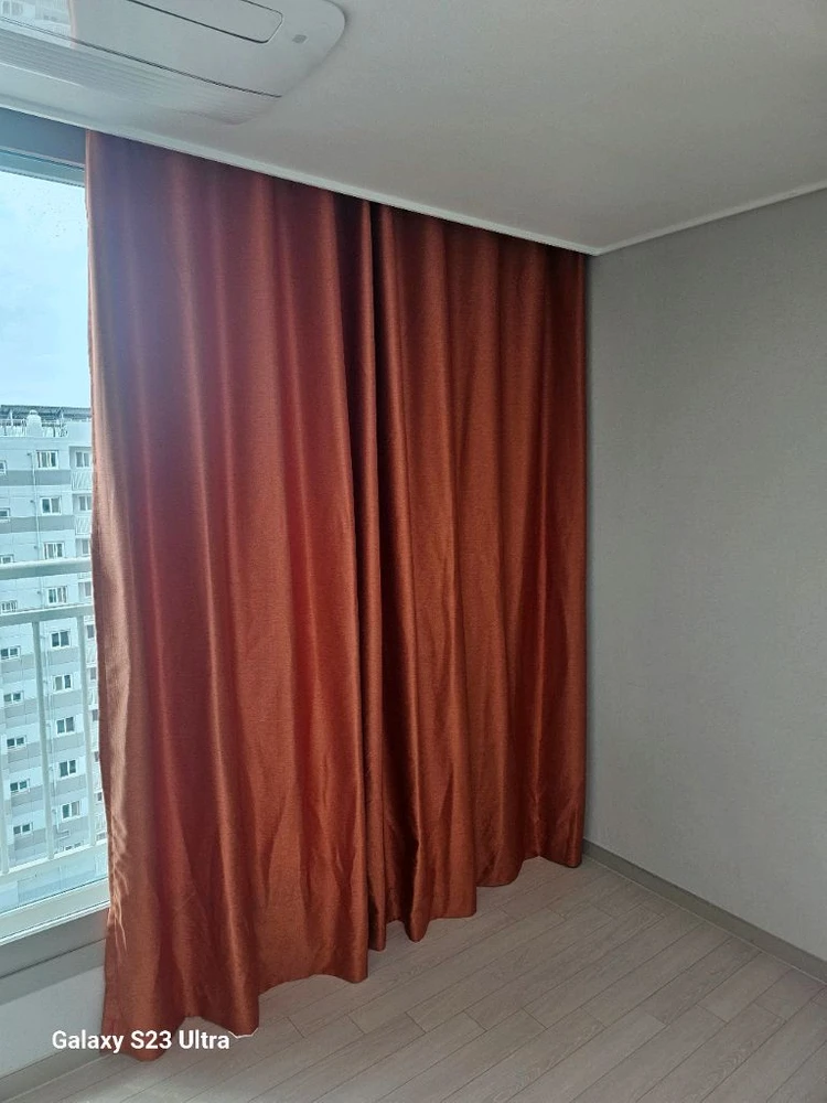 에르메스 오랜지 양면 원컬러 고급 아일렛 암막 커튼(새것 컨디션) 이미지