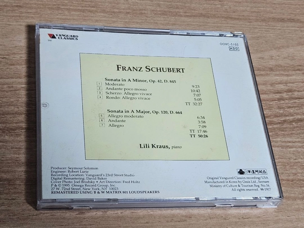 Schubert: Sonata In A Minor Op42 D 845, Sonata In A Major Op120 이미지