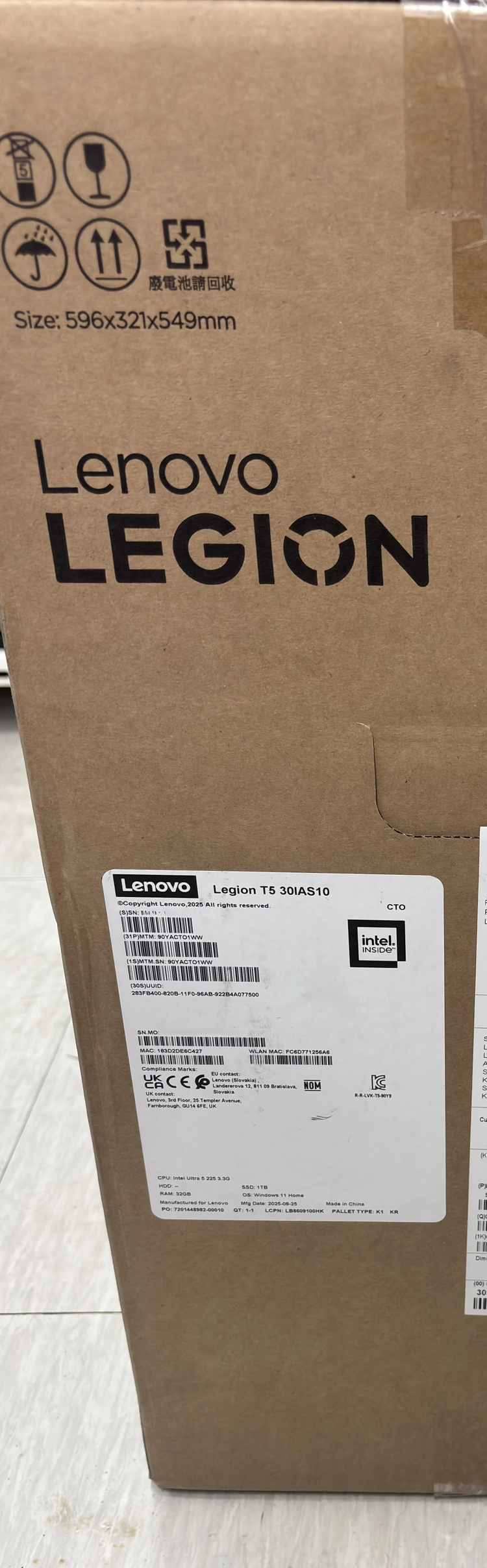 레노버 리전 타워5 30IAS10 미개봉 / Ultra5 225/ RTX5060 / 32G / 1TB / AS1년 이미지