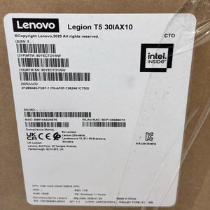 미개봉 레노버 리전 T5 게이밍PC / Ultra5 235HX / RTX5060 / 16G / 1TB 이미지
