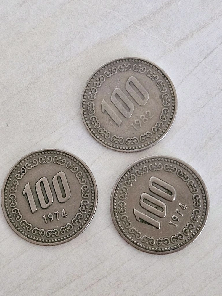 1974년 1982년 100원 동전 이미지
