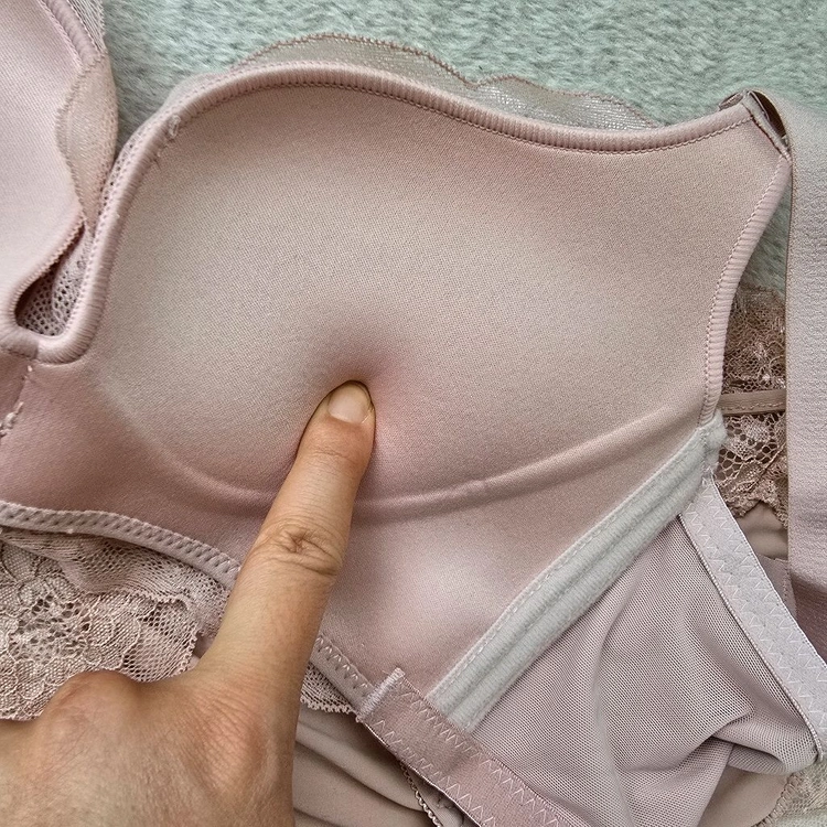 왕뽕 노와이어 브라세트 75A 핑크 레이스 속옷세트 이미지