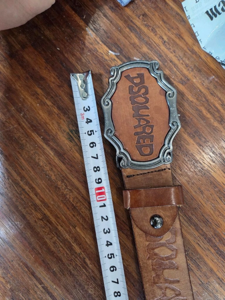 디스퀘어드 각인로고 빈티지 통가죽 벨트 105cm 이미지