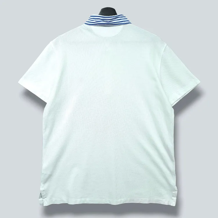 [XL] 폴로 화이트 스트라이프 카라 피케 반팔 카라티셔츠 이미지
