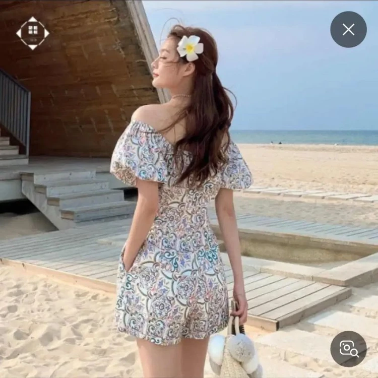 비치웨어 패턴 반팔 롬퍼 택포만원 이미지