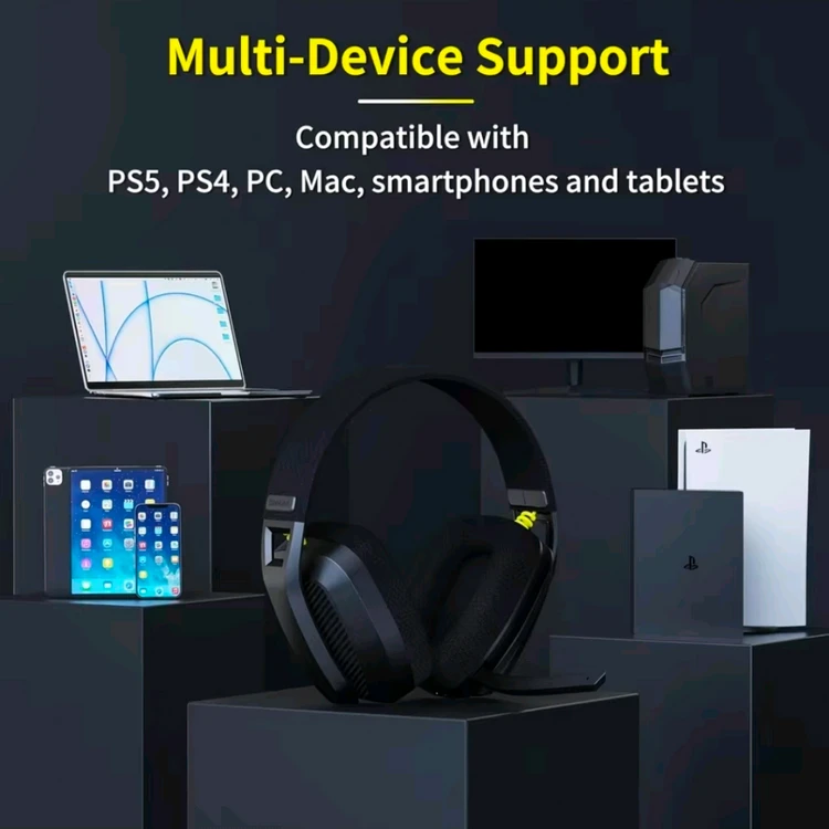 BINNUNE BW06 PC Mac용 마이크 2.4GHz 무선 게임용 블루투스 헤드셋 PS5 PS4 이미지