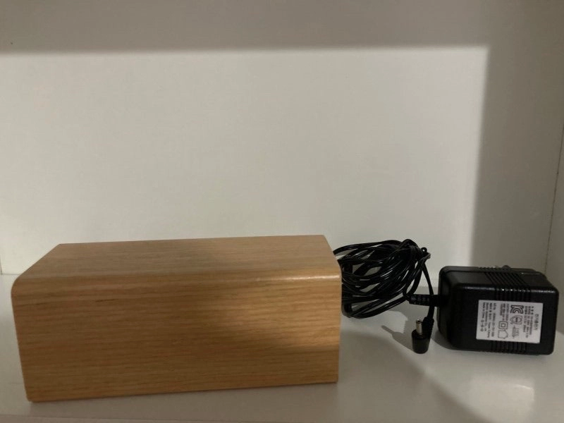 친환경 무소음 무아스 나무 LED 알람시계 미니 직사각형 이미지