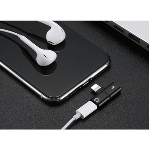새 검정색 차량용 8핀 T 듀얼 젠더 충전기 동시 연결 미니 IOS 아이폰 이어폰 충전 분배 어댑터 변환 커넥터연결 이미지