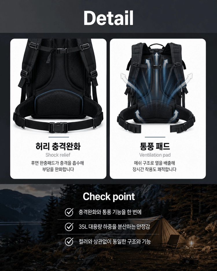 라이더 백팩 45L 대용량 택티컬 가방 JHD PICK 이미지