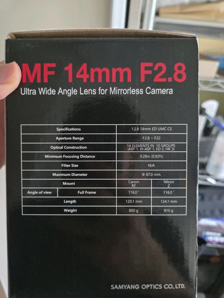 삼양 14mm F2.8 mf z 마운트 니콘 망원렌즈 23년 구매 이미지