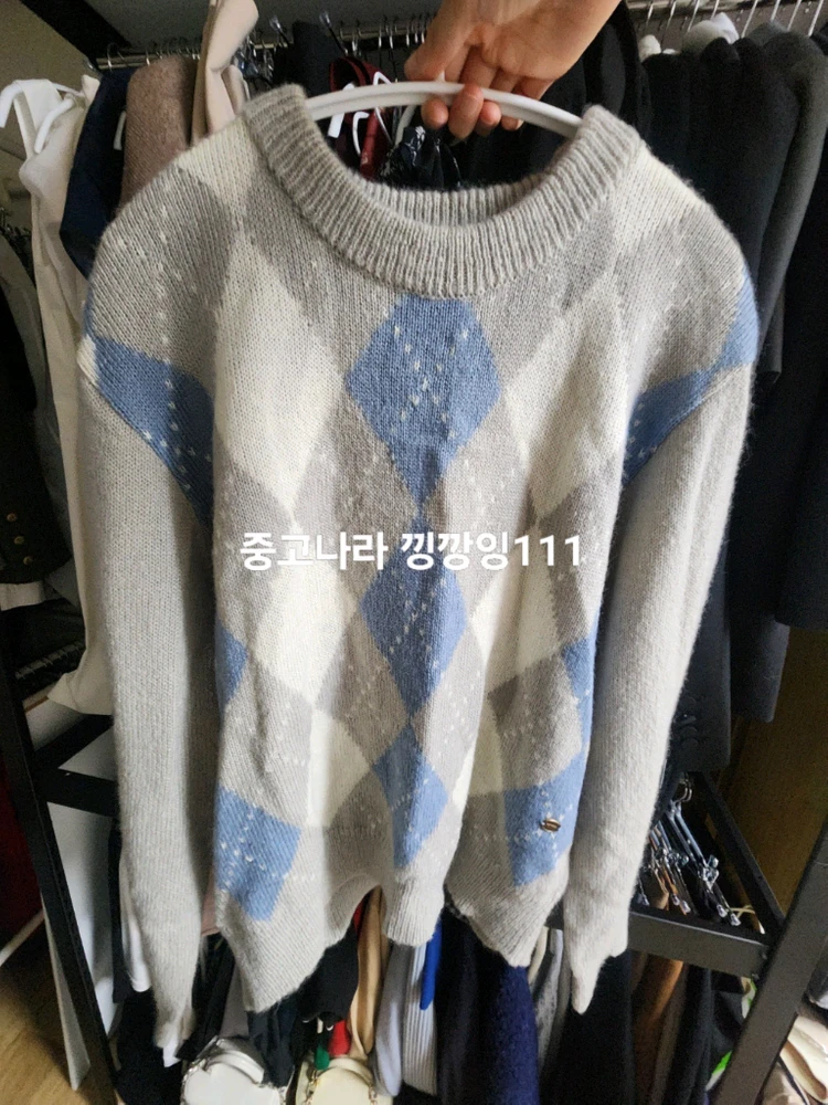 호와스 그레이 아가일니트 1만원 프리사이즈 이미지
