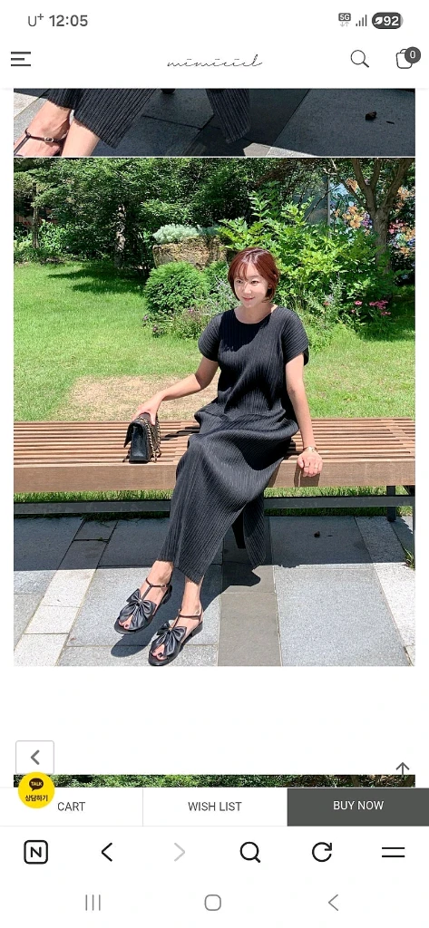 미미씨엘 소재감이 가볍고 편하고 예쁜 플리츠 원피스 블랙 색상 프리 사이즈 숏 스타일 새상품 이미지